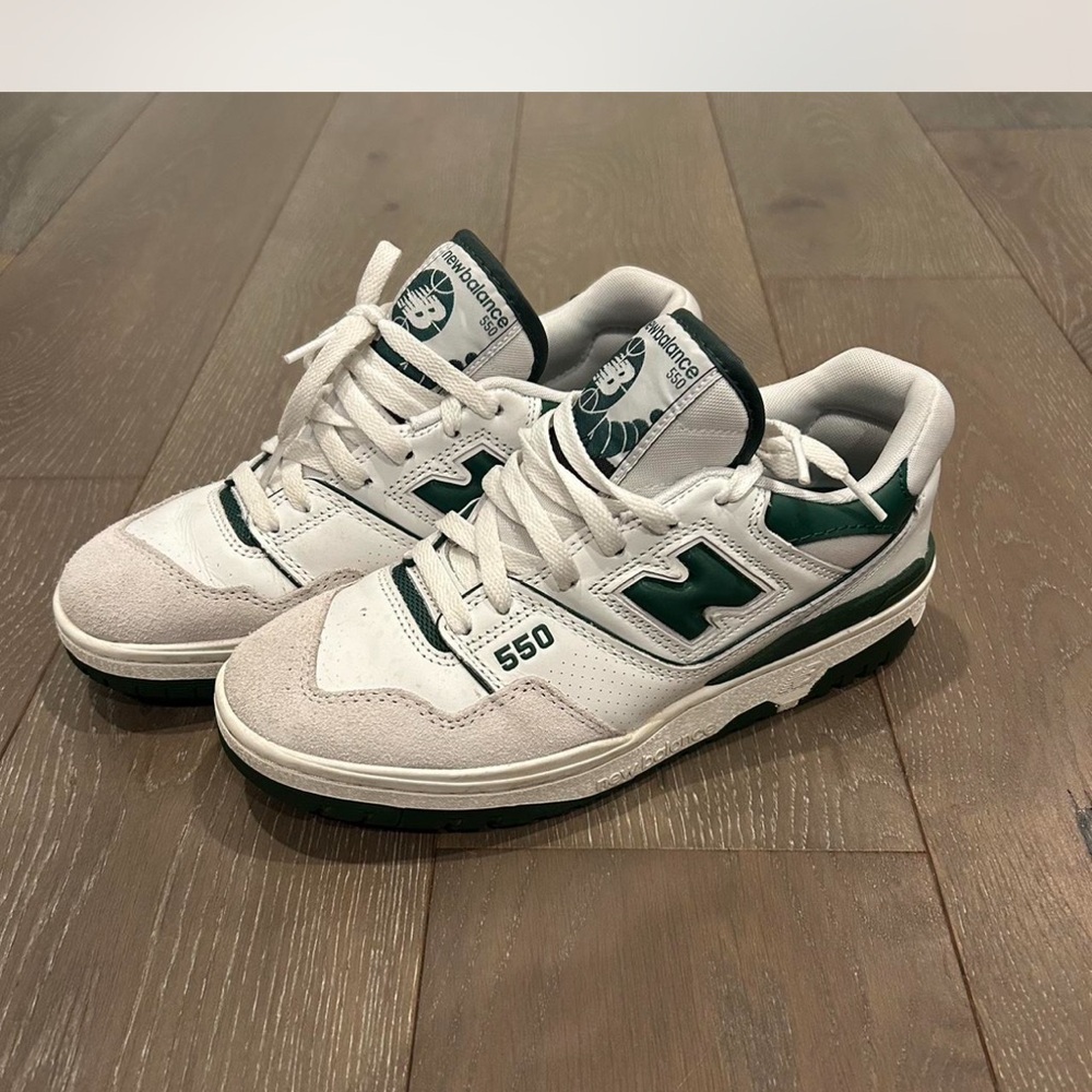 New Balance 550 White and Green Sneakers